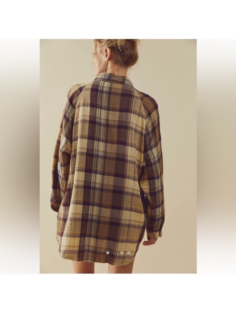 Free People Summer Daydreamer Plaid Buttoned Shirt Side Pockets Size XS Women’s